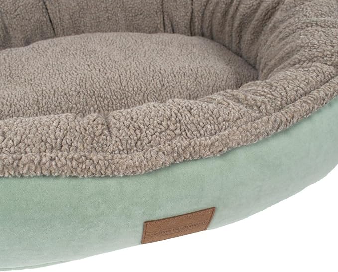 CAROLINA PET COMPANY Microfiber & Tipped Berber Comfy Cup Dog Bed - Sage, L