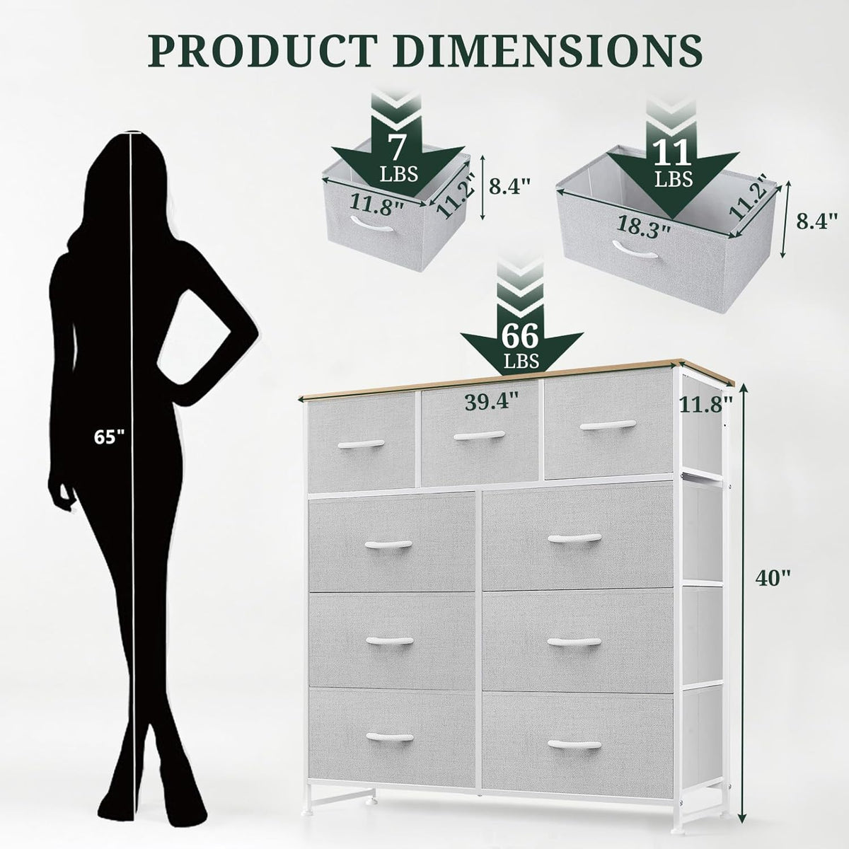 9-Drawer Dresser for Bedroom, Anti-Tip Tall Storage Organizer