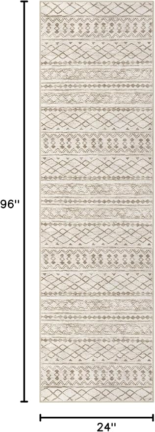 KUTA Moroccan Washable Kitchen Rugs 2x8 Non-Slip Vintage Beige Boho Rugs