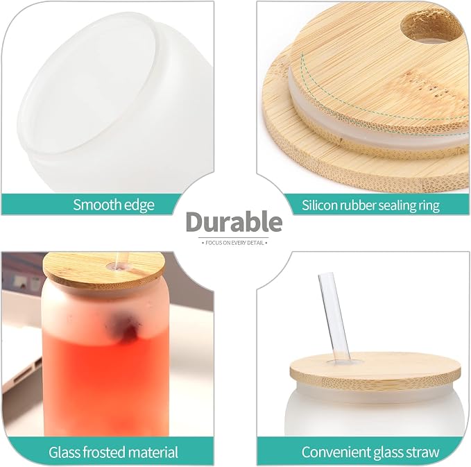 WHEATHUSK 20 Pack Sublimation Glass Cups Frosted 16oz Blanks Sublimation