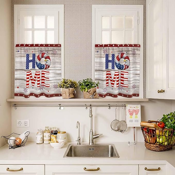 4th of July Kitchen Curtains Set 3 Piece