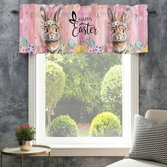 Easter Curtain Valances for Windows, Kitchen Valance Window Treatment, Spring