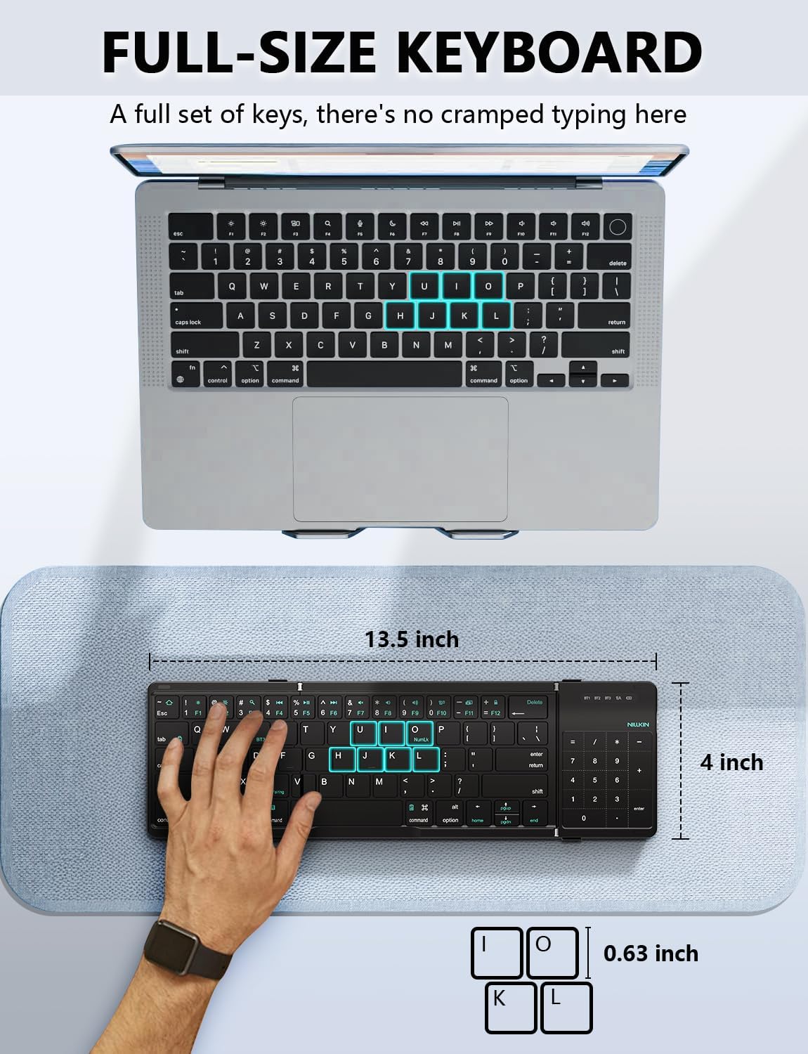 Nillkin Bluetooth 5.0 Foldable Keyboard with Trackpad & Numpad Black