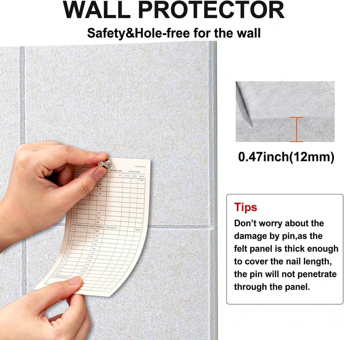 Felt Wall Tiles Bulletin Board Large Cork Board Alternative 12 Pack 11.81”x11.81”x0.47” Felt Pin Board Tack Board with Safe Removable Adhesive Tabs for Home Office School 48x36(Light Camel)