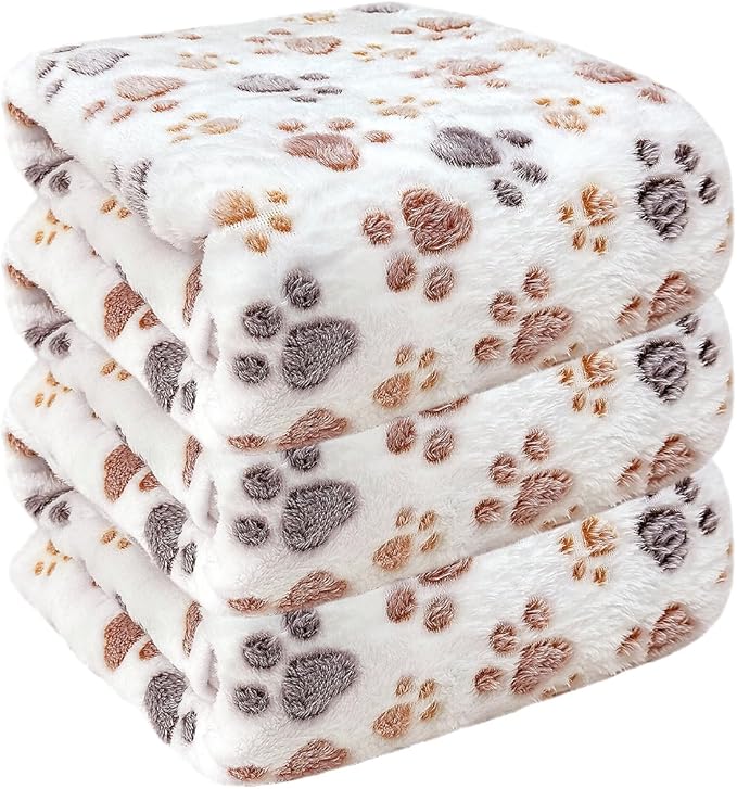 Dog Blankets for Large Dogs, 3 Pcs Dog Blanket Washable, Soft Fluffy Flannel Pet Blanket Mat Cover for Bed Couch, Cute Print Puppy Blanket 60" x 50"