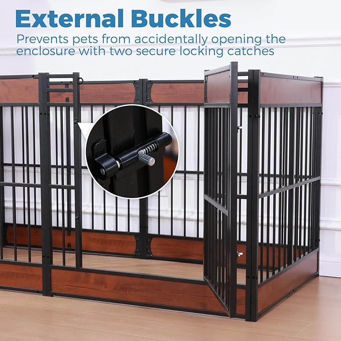 Dog Playpen, 35.4" Height Dog Pen Indoor, Heavy Duty, Safe and Sturdy, Furniture Style Puppy Pen (12 Panels (35.4" High), Mahogany)