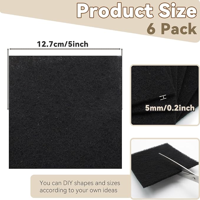 Biaungdo 6 Pack 5 Inch Sqaure Charcoal Filter Replacements