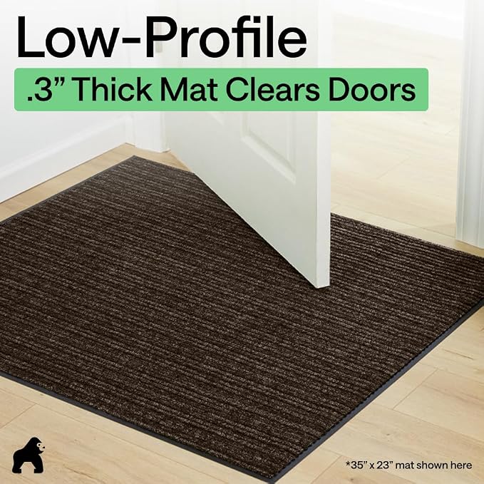 GORILLA GRIP Waterproof Traffic Guard Door Mat, 2 Pack Heavy Duty Entryway Mats