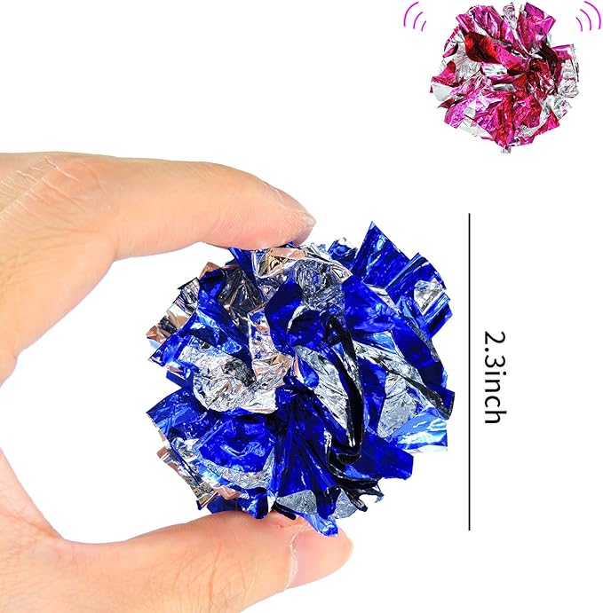 Andiker 10PC Cat Crinkle Balls, 2.36 Inches 5 Colors Kitten Balls Interactive Cat Toys for Indoor Cats to Chew, Chase, Swat, Bite, Hunt to Kill Time and Keep Fit(10 pcs)