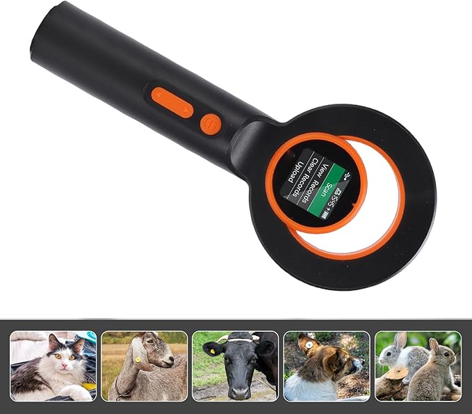 Fafeicy Pet Chip Reader, EMID FDX B ISO11784 85 Scanner with 2.4G BT USB Connectivity, for Animal Marker and Glass Digital Tag Detection up to 20cm