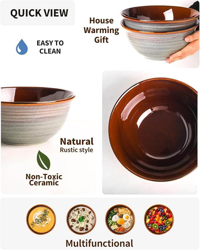 Hasense Serving Bowls, 84 Ounce Ceramic Serving Dishes