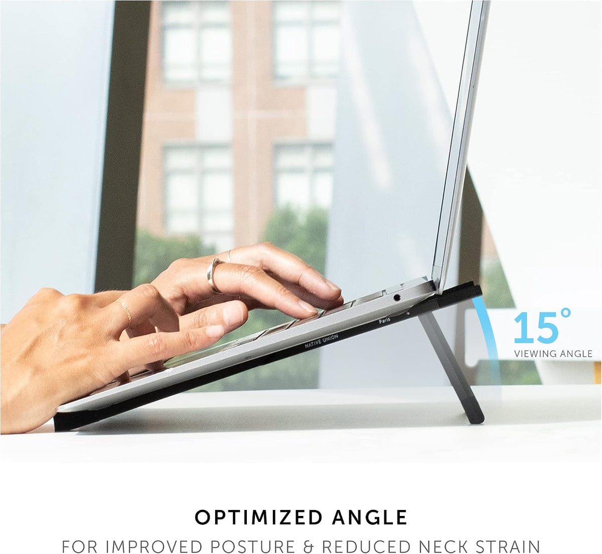 Native Union Fold Laptop Stand – Ultra-Slim Foldable & Portable Laptop Stand – Ergonomic & Optimized Viewing Angle – for 13 to 16 Inch MacBooks & Laptops, 10 to 16 Inch iPads & Tablets (Black)