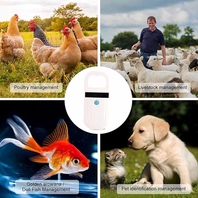 Goshyda Rechargeable Pet Microchip Scanner Portable OLED Display Animal Reader for FDXB and EMID Microchips, 5" USB Cable and User Manual Included, Ideal for Animal Management and Resource Management