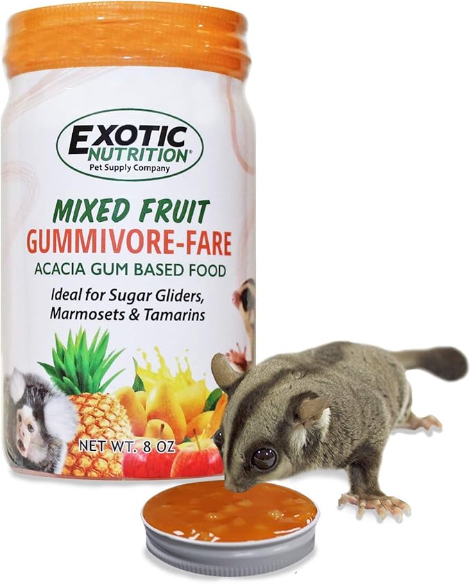 Gummivore-Fare Combo (Original + Fruit) - Healthy All Natural Native Food Treat Sugar Gliders, Marmosets, Tamarins, and other Gum-Feeding Mammals - 8 oz. Jar - Acacia Gum-Based Supplement