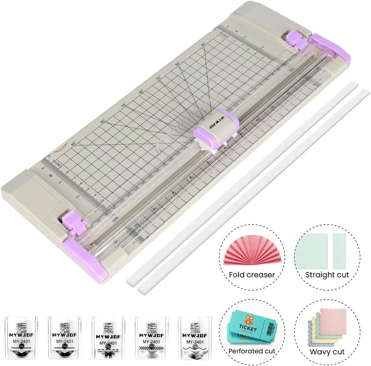 Paper Cutter Rotary Paper Trimmer, 12 Inch Paper Cutter for Cardstock, Scrapbooking, Crafts, 4 Functions with 5 Blades, Safety Guard, Side Ruler for Coupons, Photos, Labels, Grey (Grey)