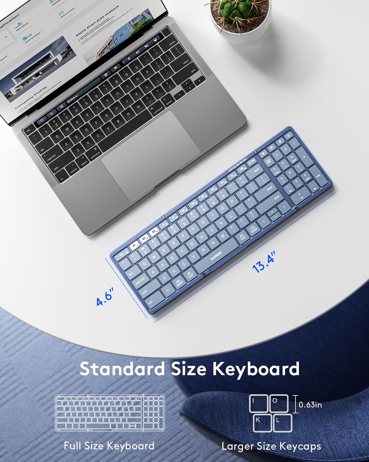 Samsers Full-Size Foldable Bluetooth Keyboard with Numeric Keypad - Blue