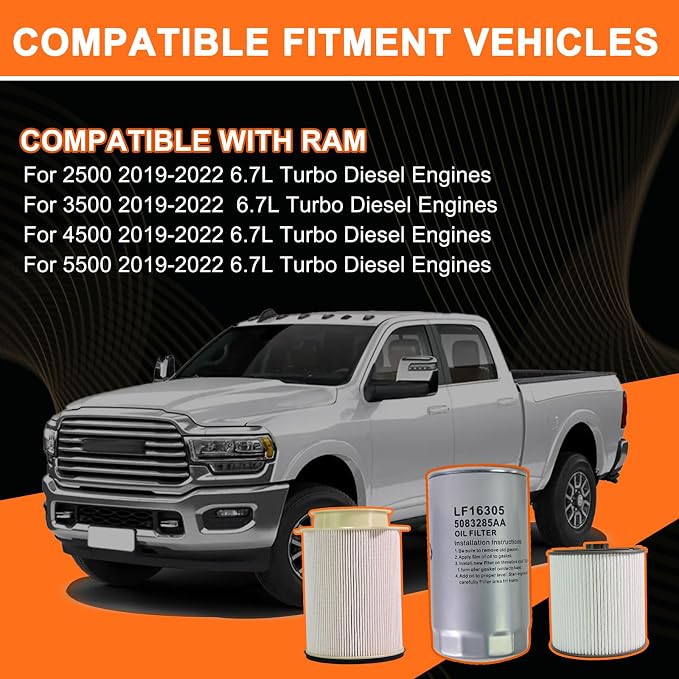 Oil Filter and Fuel Filter Water Separator Set Compatible