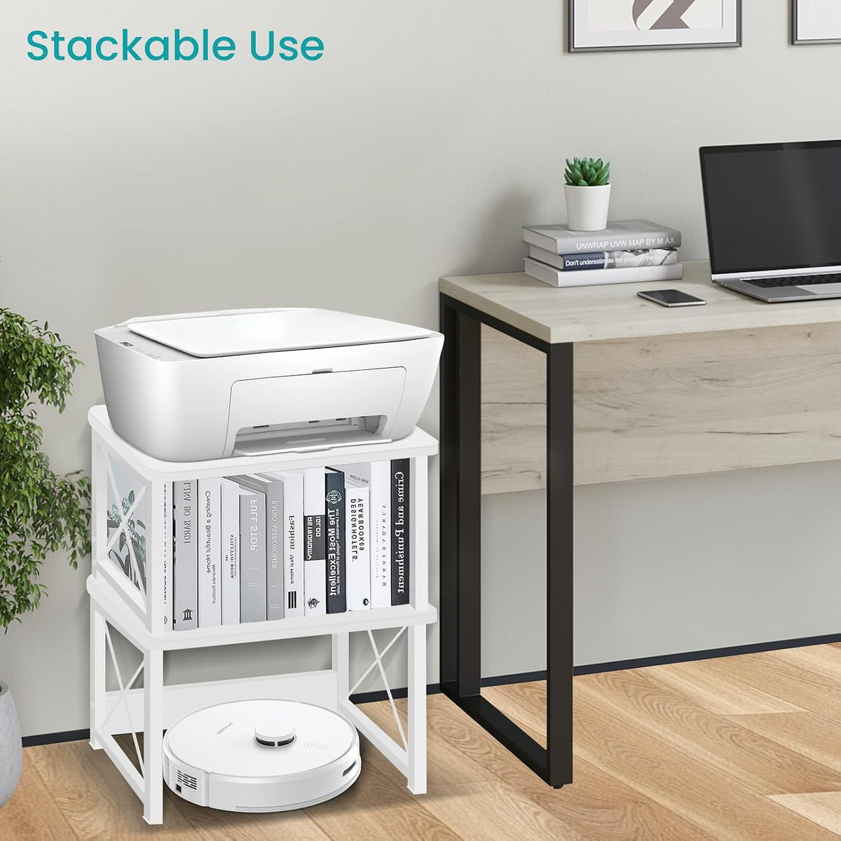 ELITEROO Desktop Printer Stand with Storage, Printer Stand Shelf