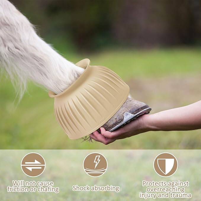 Abbylike Bell Boots for Horses 1 Pair/2 Pair Available, Protect Against Hoof Impact Trauma, Rubber Bell Boots Horse Care for Turnout, No Rub Design Wrap Hook and Loop