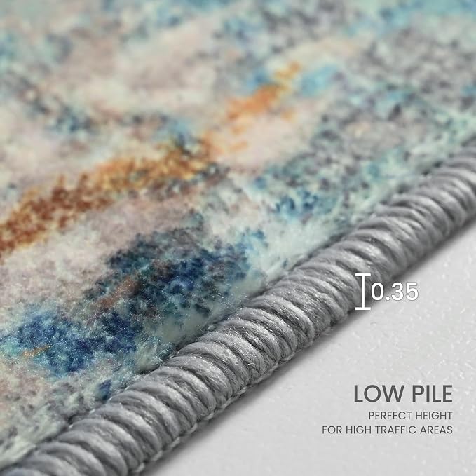Entrance Rugs Indoor 2x3 Blue Entry Rug Washable Abstract Small Area Rug