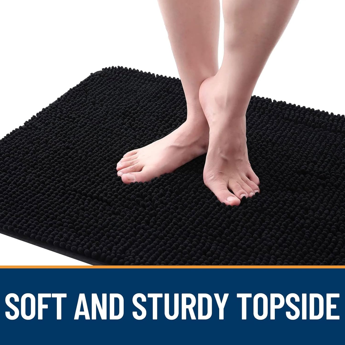 OLANLY Dog Door Mat for Muddy Paws 40x32, Absorbs Moisture and Dirt, Absorbent Non-Slip Washable Doormat, Quick Dry Chenille Mud Mat for Dogs, Entry Indoor Entryway Carpet for Inside Floor, Black