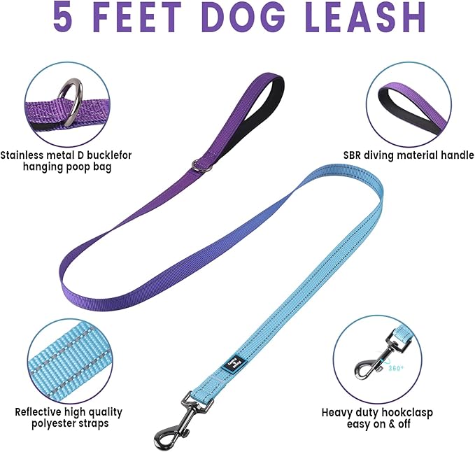 Roses&Poetry Dog Harness for Large Dogs, No-Pull Dog Harness and Leash Set Adjustable Reflective, Dog Vest Harnesses Comfort Padded Handle, Pet Harness for Training Outdoor Walking（Gsky-L