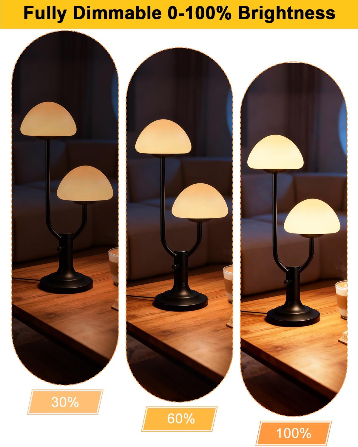 Lightdot Mushroom Table Lamp for Bedroom Dimmable Cute Black Desk Lamp