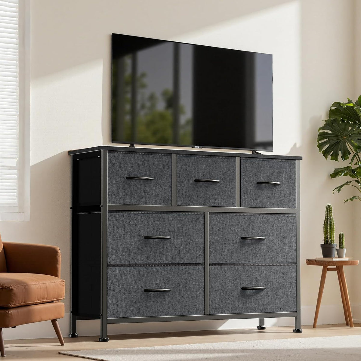 Dresser for Bedroom with 7 Drawers, Anti-Tip Fabric Storage Tower