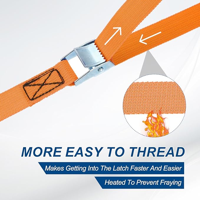 PATIKIL Lashing Straps 1" x 20 Ft, 2 Pcs Tie Down Strap Cam Buckle Adjustable Ratchet Straps 551 lbs for Cargo Trucks Motorcycle Luggage, Orange