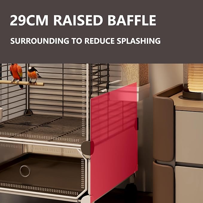 Large Parrot Cage with Acrylic Doors, 4 Casters, Perch & Feeder, Detachable Drawer, Ideal for Cockatiels, Budgies, Conures, Indoor/Outdoor Use – Spacious White Birdcage(White,72 * 36 * 106)