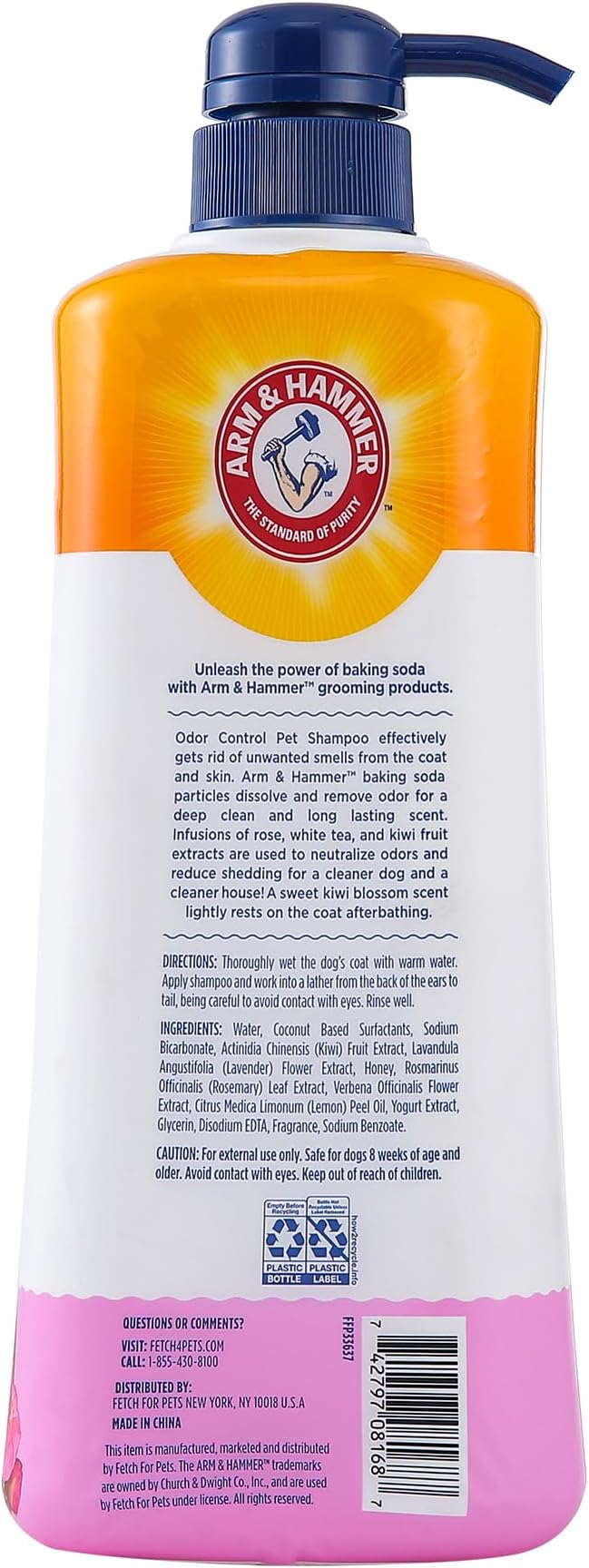 Arm & Hammer for Pets Odor Control Pet Shampoo, Value Size Bottle with Pump | Odor Eliminating Dog Shampoo | Great for All Dogs & Puppies, Fresh Kiwi Blossom Scent, 24 oz