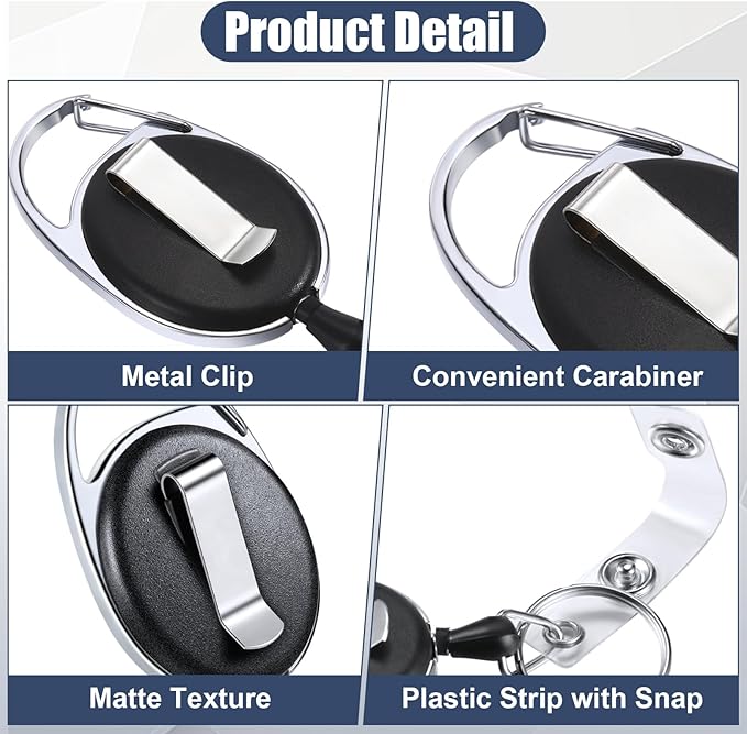 Laumoi 400 Packs Retractable ID Badge Holder Name ID Badge Reel Clips Keychain with Belt Clip and Key Ring for Office Worker Doctor Nurse Employee (Black)