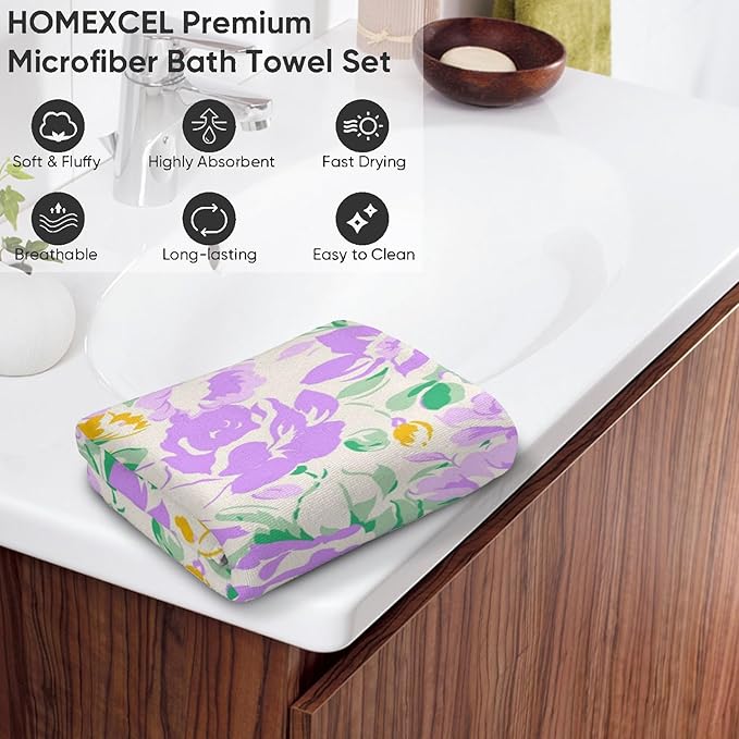 Cute Bunny Hand Towels - 2 Pack, 14.5" X 28",Soft Microfiber Polyester Dark Towel Set with Adorable Rabbit and Floral Pattern,for Whimsical Bathroom Kitchen Spa Hotel Decor Gifts
