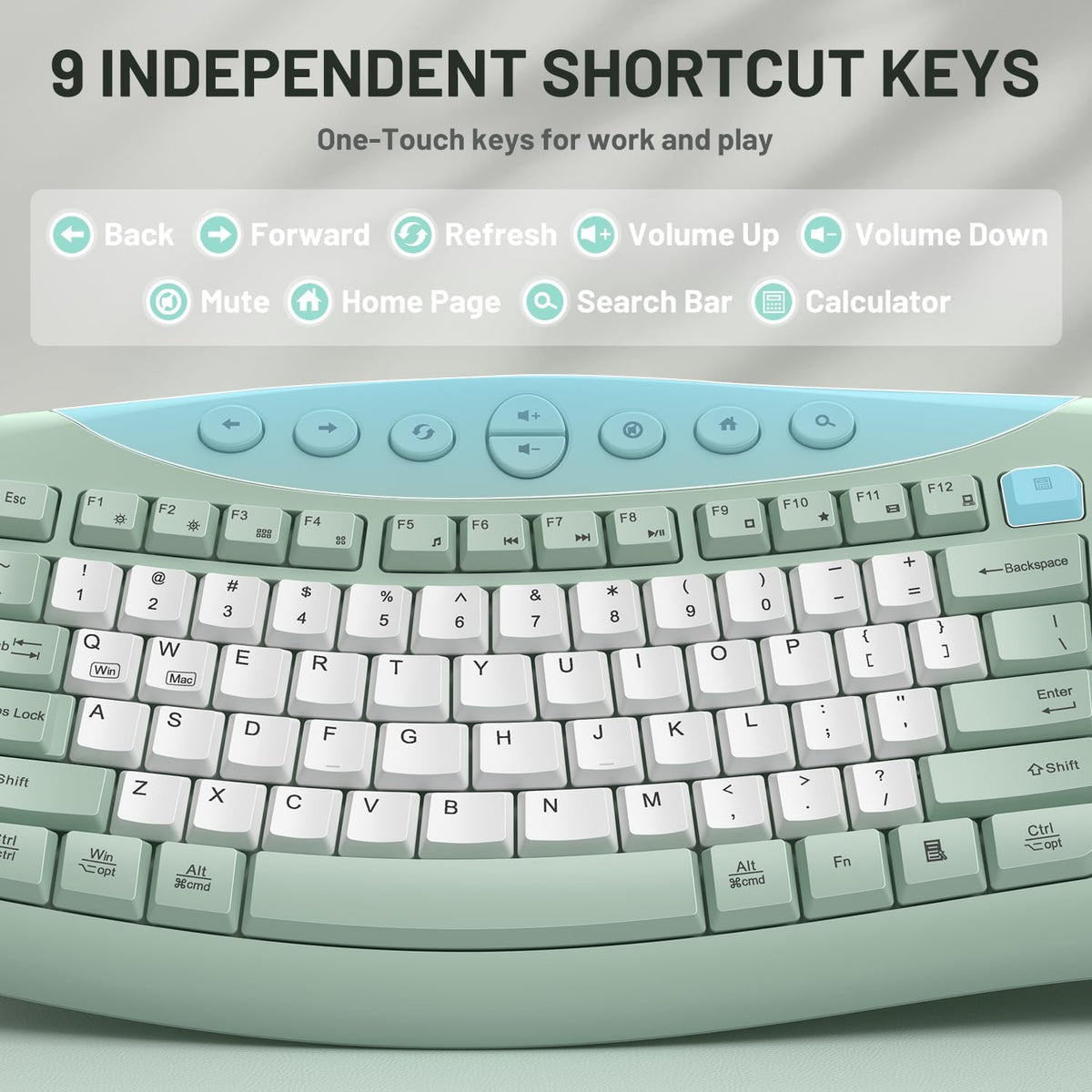 Wireless Keyboard and Mouse Combo Silent Ergonomic Curved Design for Office