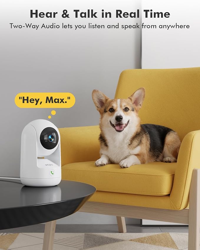Dzees 5G/2.4G WiFi Indoor Security Camera Pet Camera No Subscription, 2K 360° WiFi Cameras, Wired Dog Pet Camera with Phone App, MagicPix Night Vision, Calls, 2-Way Audio, 24/7, Motion Tracking