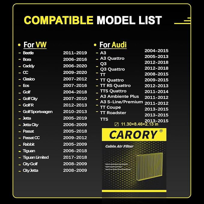Cabin Air Filter w/Activated Carbon