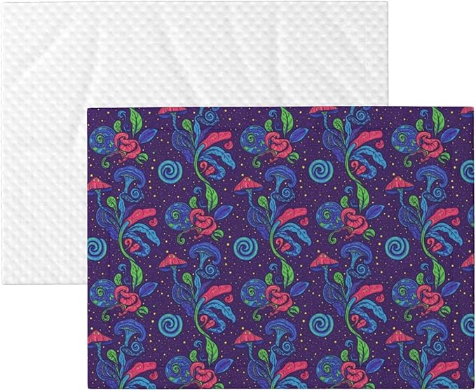 Pet Blanket for Travel and Home, Colorful Doodle Surreal Landscape Fantastic Mushroom, Reversible Plush Dot Design with Soft Grip Texture on One Side Perfect for Car Seats Moving Vehicles