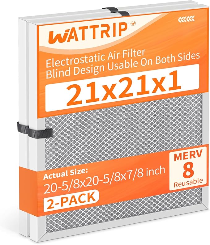 2-Pack 21x21x1 MERV 8 Reusable & Washable Electrostatic Air Filters