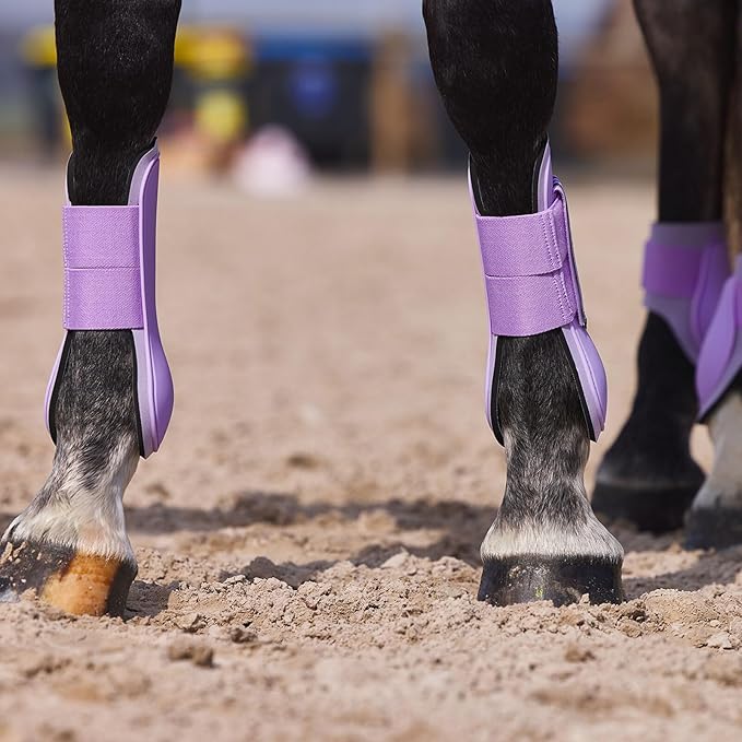 HORZE Adepto Open Front Tendon Boots | Durable Shell with Neoprene Lining - Languid Lavender Purple - Cob
