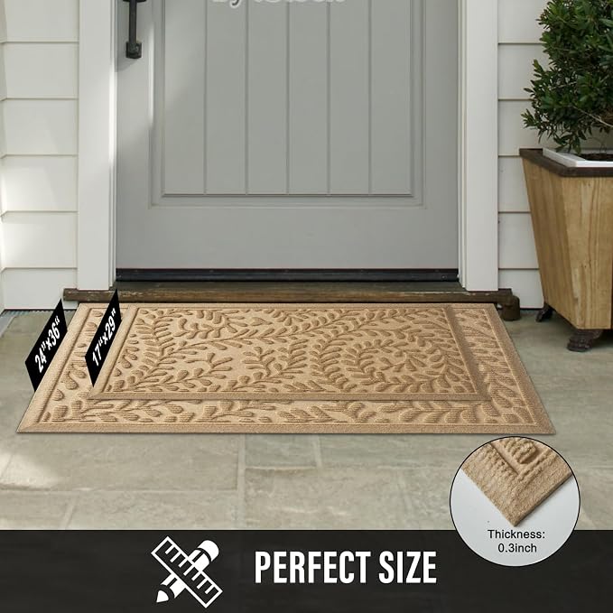 HIYARD Front Door Mat, Absorbent Dirt Trapping Welcome Door Mat Indoor Outdoor