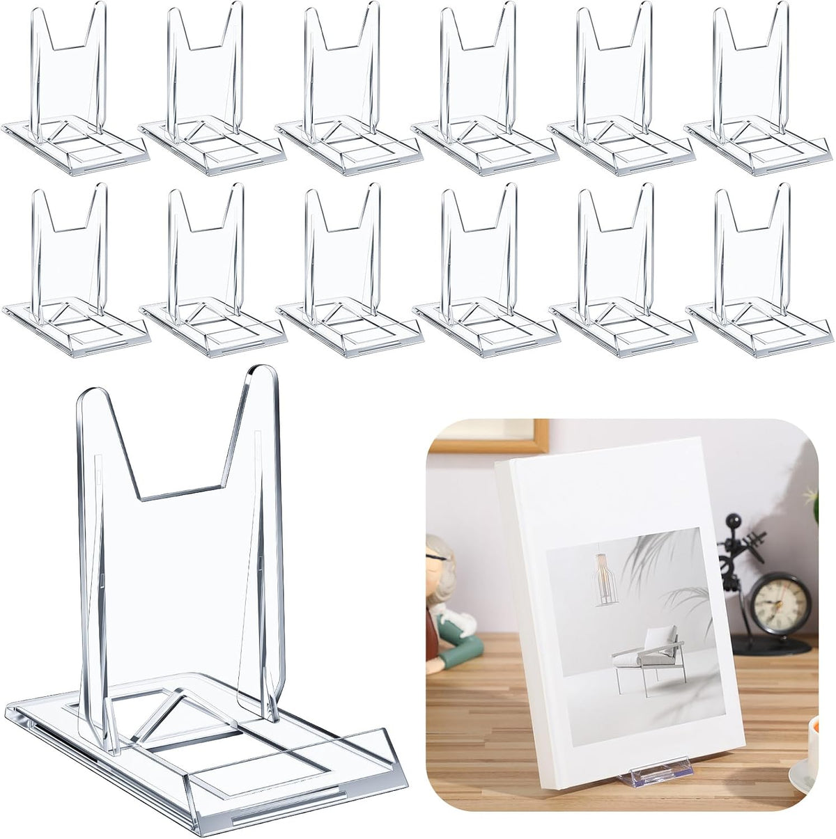 36 Pack Acrylic Book Stand for Display Adjustable, 4.2in H