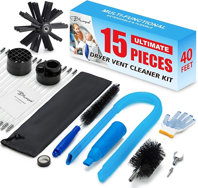 BLuesea Dryer Vent Cleaner Kit, 15-Piece Ultimate Dryer Cleaning Kit Include 40