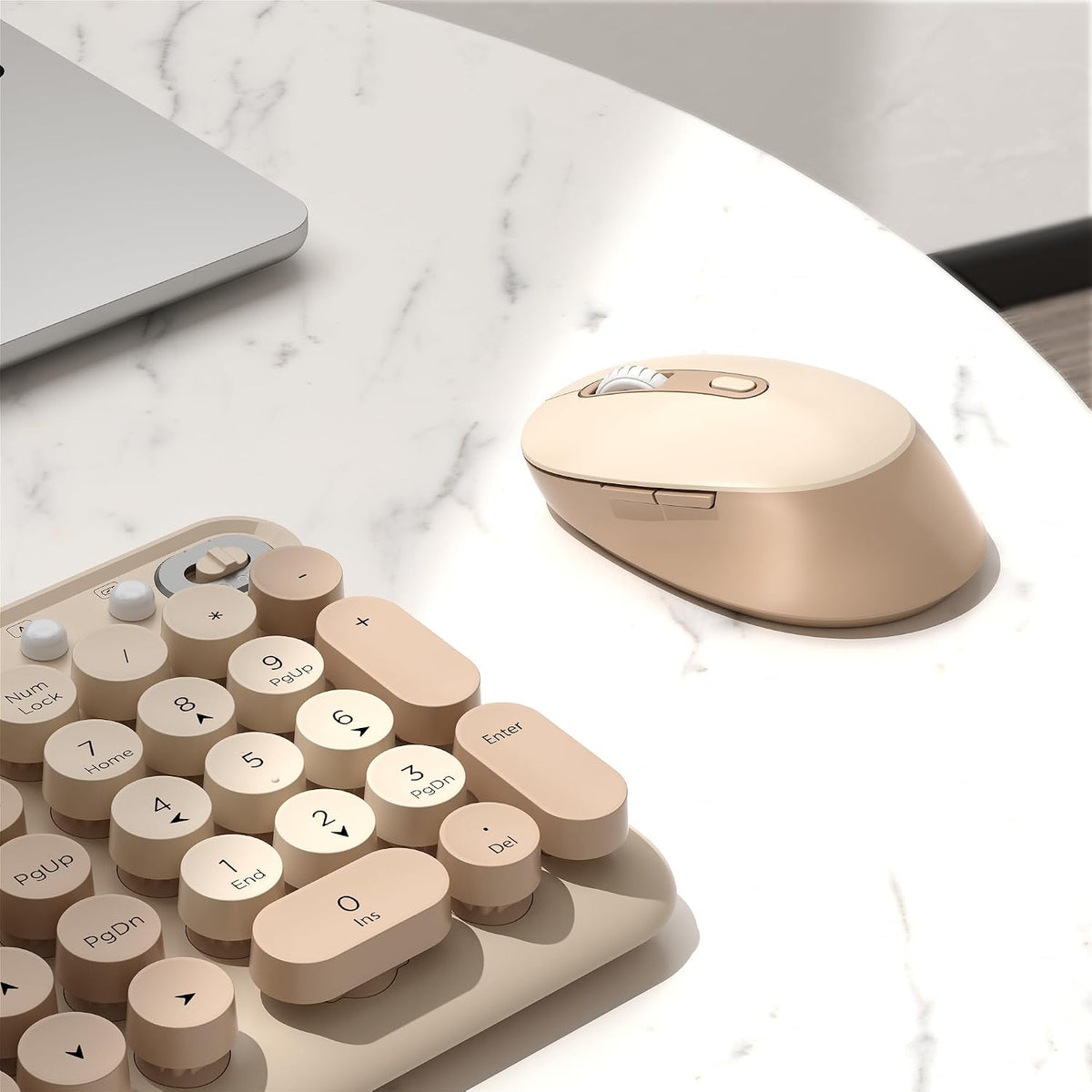 Colorful Wireless Keyboard and Mouse Combo (Milk Tea)