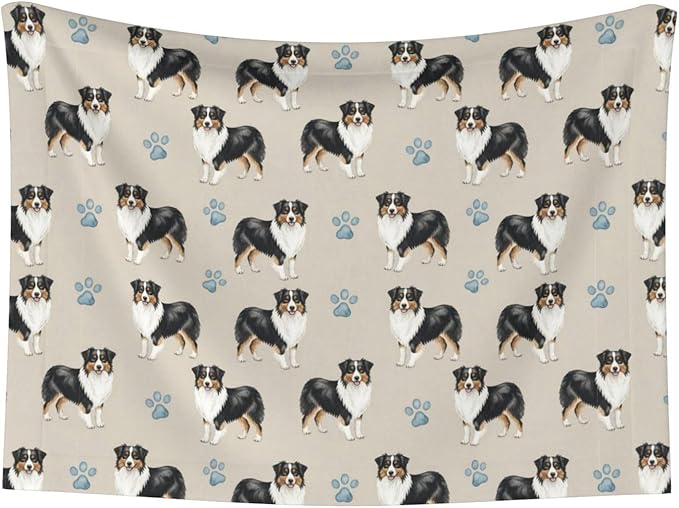 Reversible Pet Blanket for Easy Cleaning Maintenance, Australian Shepherd, Double Sided Plush Dot Design Means Double Use Between Washes for Convenience