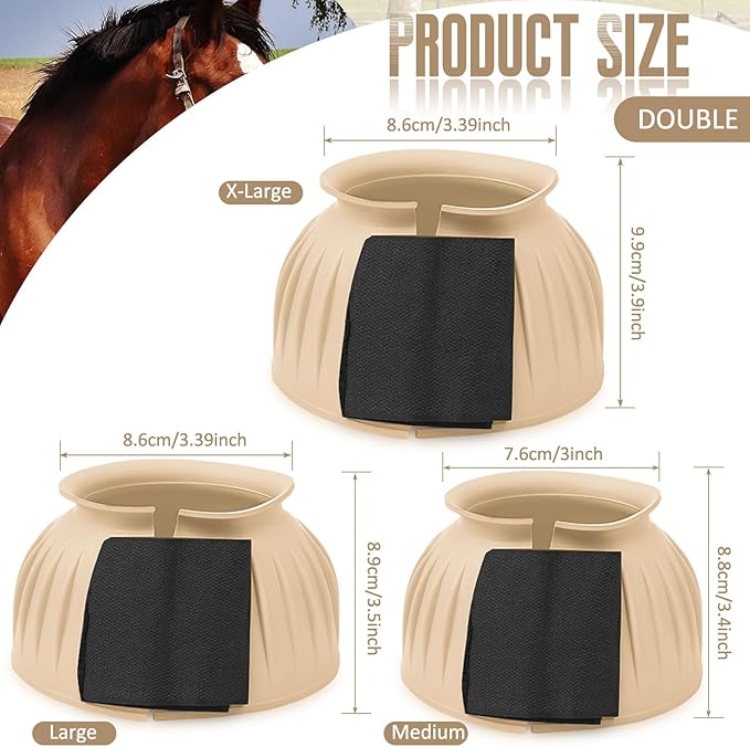 Abbylike Bell Boots for Horses 1 Pair/2 Pair Available, Protect Against Hoof Impact Trauma, Rubber Bell Boots Horse Care for Turnout, No Rub Design Wrap Hook and Loop