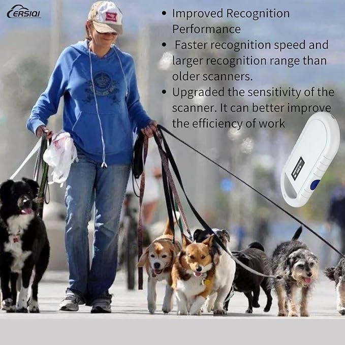 Pet Microchip Scanner Pet Trace Animal chip Reader for Dogs and Cats (Dual Frequency Rechargeable One Click Export of Data to PC) Supports ISO11784/ISO11785,FDXB,ID64 RFID PET160
