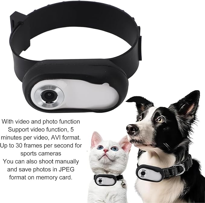 Denash 4K Cat Camera Collar, HD 1080P Wide Angle LCD Display, Ultralight Cat Camera with Video & Photo Function for Dogs Cats Gift Indoor/Outdoor Puppy Supplies