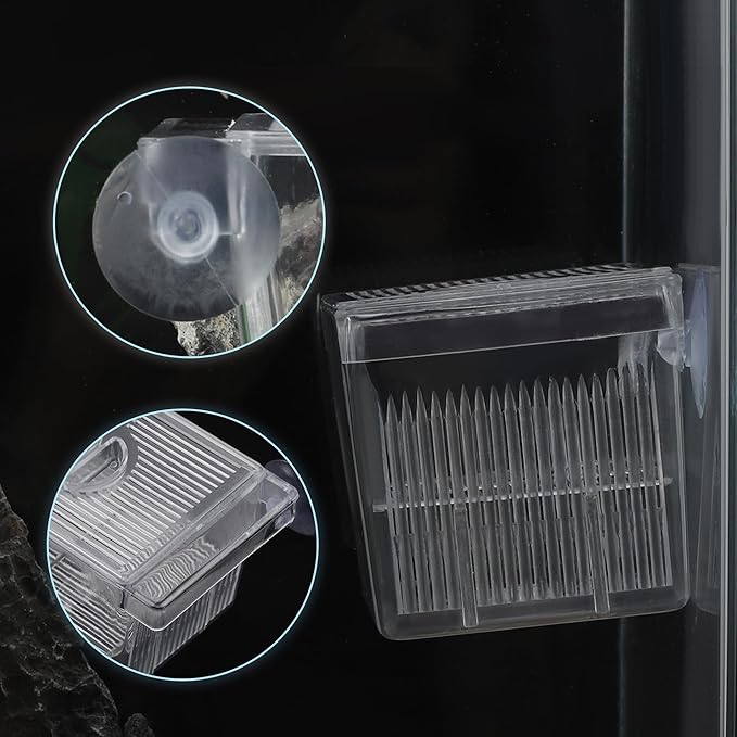 Aquarium Fish Breeder Box, Transparent Fish Breeder Tanks, Baby Fish Breeder Box with 2 Suction Cups, Partitioned Fish Hatching Box, Breeder Box for Fish Tank, Small