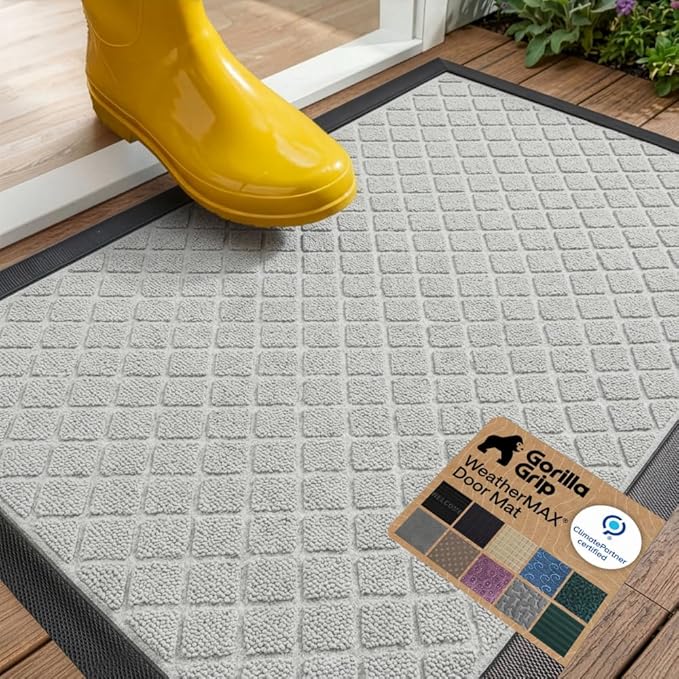 GORILLA GRIP 100% Waterproof All-Season WeatherMAX Doormat US Designed Natural