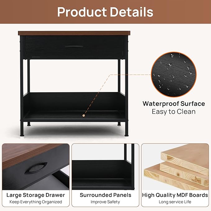 Multi-Functional Dog Bed End Table with Storage Drawer, Open Design Pet Bed with Removable Washable Cushion, Comfortable Resting Spot for Small & Medium Dogs, Indoor Use
